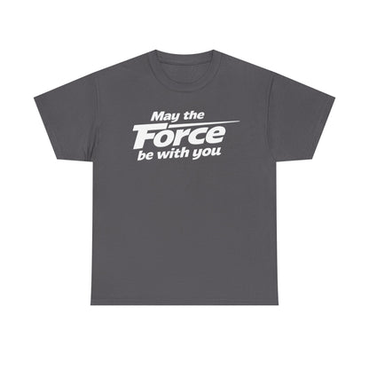 "May the Force Be With You" Retro Embossed Graphic T‑Shirt —