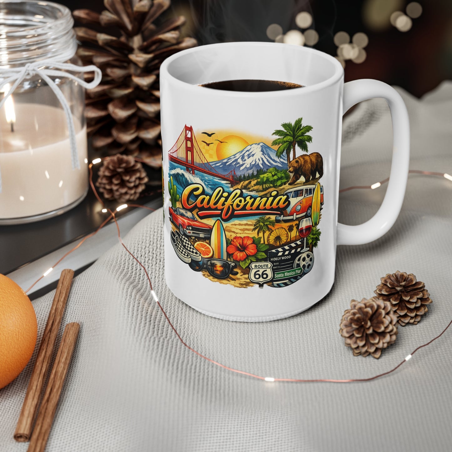 California Scenic Mug — Golden Gate, Surf & Roadtrip Ceramic Coffee Cup (11oz/15oz)