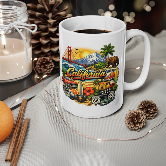 California Scenic Mug — Golden Gate, Surf & Roadtrip Ceramic Coffee Cup (11oz/15oz)