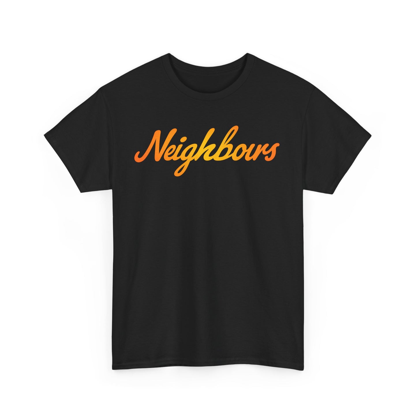Neighbours Script T‑Shirt — Retro Orange Neighborhood Tee