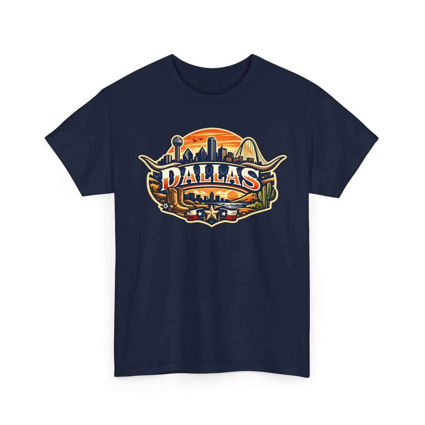 Dallas Skyline Retro Tee — Vintage Cityscape T‑Shirt with 'Dallas' Graphic