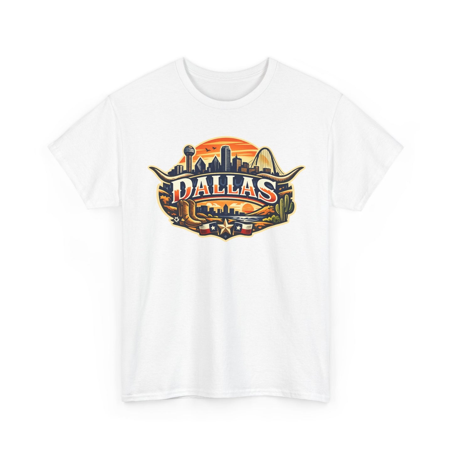 Dallas Skyline Retro Tee — Vintage Cityscape T‑Shirt with 'Dallas' Graphic