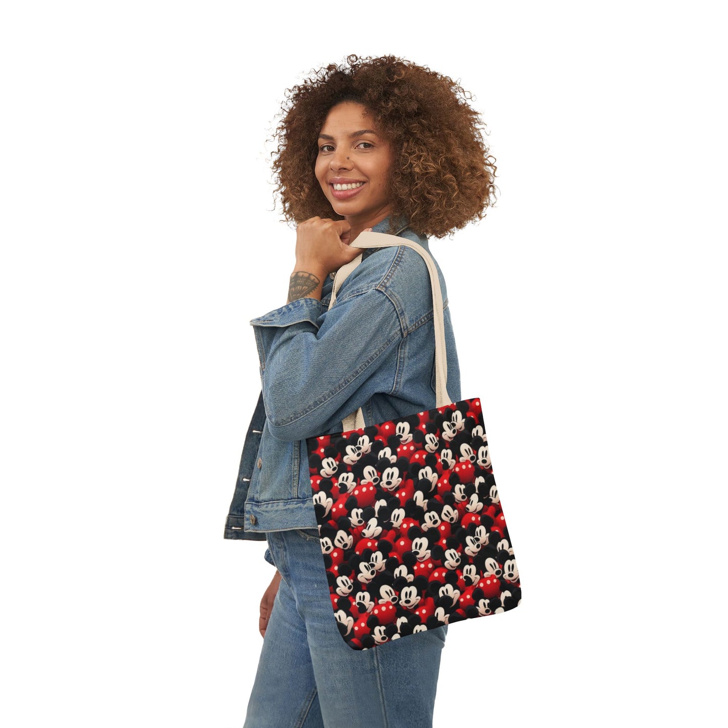 Mickey Mouse Canvas Tote — Retro Cartoon Character Allover Print