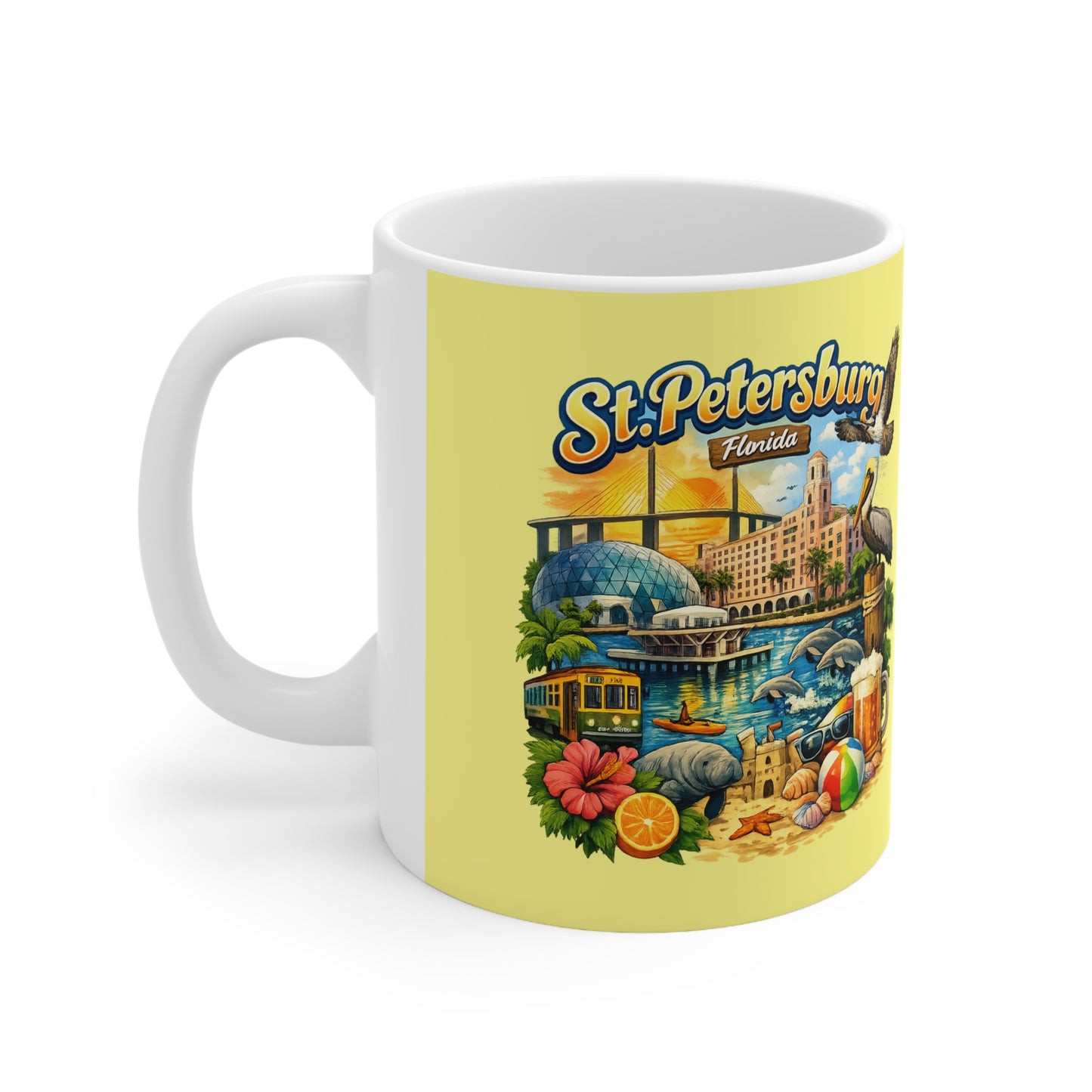 St. Petersburg Florida Retro Tourist Ceramic Coffee Mug — 11oz & 15oz