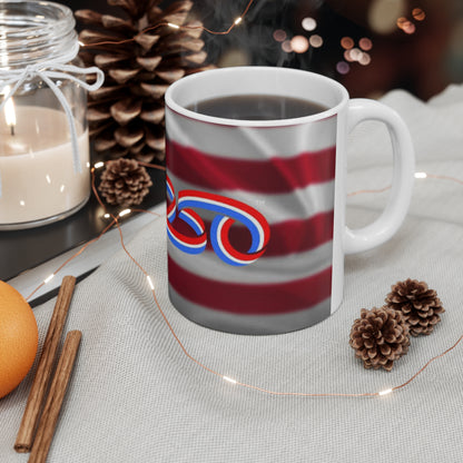 America 2024 Flag Coffee Mug — Patriotic 11oz & 15oz Ceramic Cup