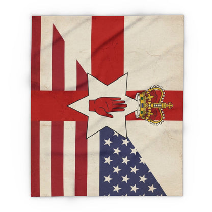 Northern Ireland & USA Flags Fleece Blanket — Vintage British/USA Ulster Flag Design