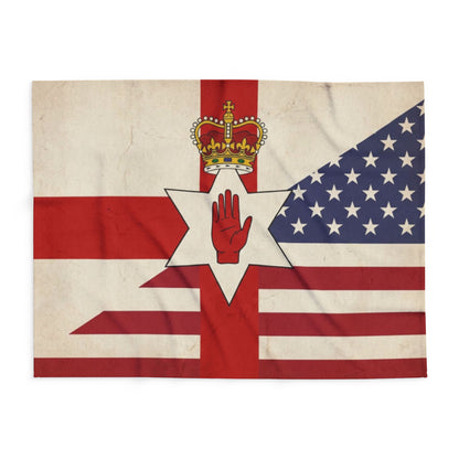 Northern Ireland & USA Flags Fleece Blanket — Vintage British/USA Ulster Flag Design