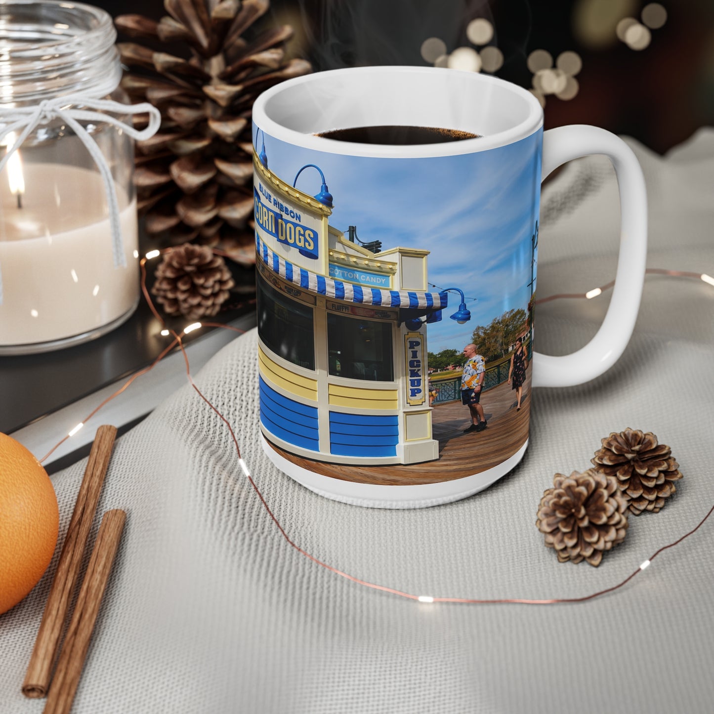 Disney's Boardwalk Blue Ribbon Corn Dogs Marina Snack Stand Ceramic Coffee Cup