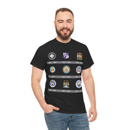 Manchester City Crest Timeline T-Shirt — Retro Club Crest History Tee