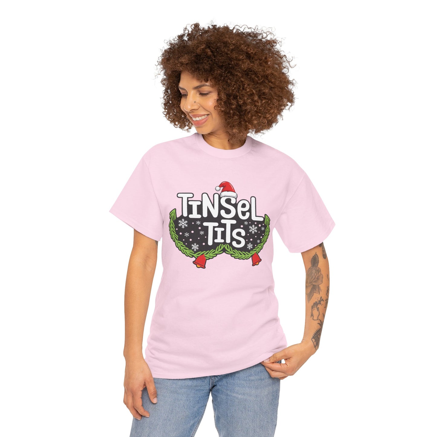 T-Shirt — "Tinsel Tits" Funny Christmas Wreath Holiday Tee