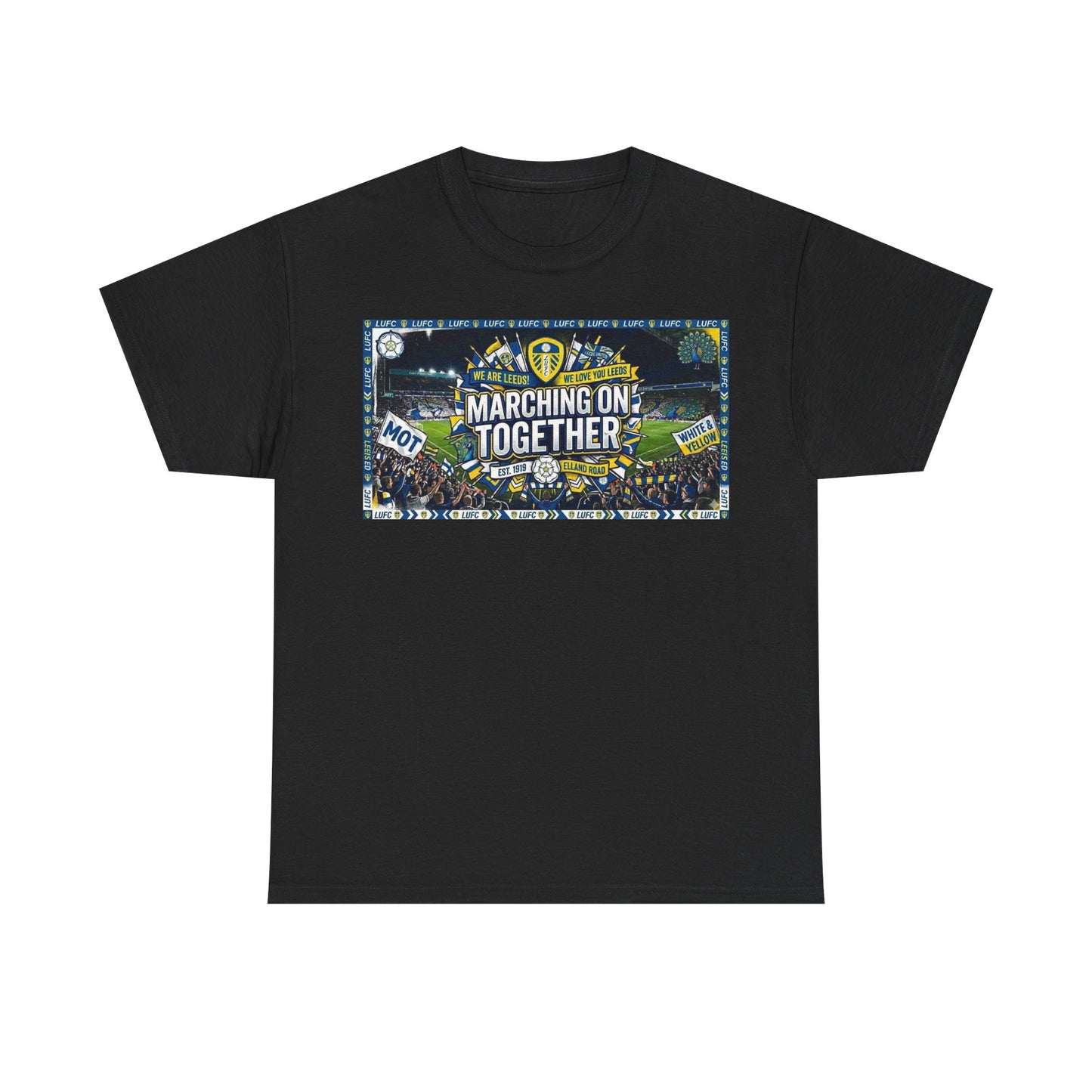 Leeds United T-Shirt — "Marching On Together" Fan Tee (Soccer Supporter Graphic)