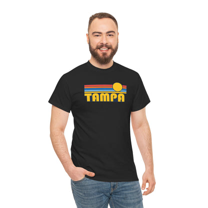 Tampa Retro Sunset T-Shirt — Vintage 70s Striped Beach Tee