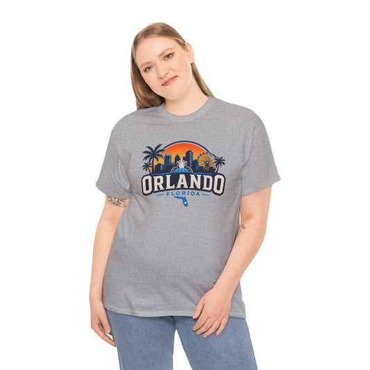 Orlando Florida Sunset T-Shirt — Retro Skyline & Palm Tree Vacation Tee