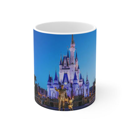Disney Castle Nightscape Mug — Scenic Theme Park Castle Ceramic Coffee Cup (11oz, 15oz)