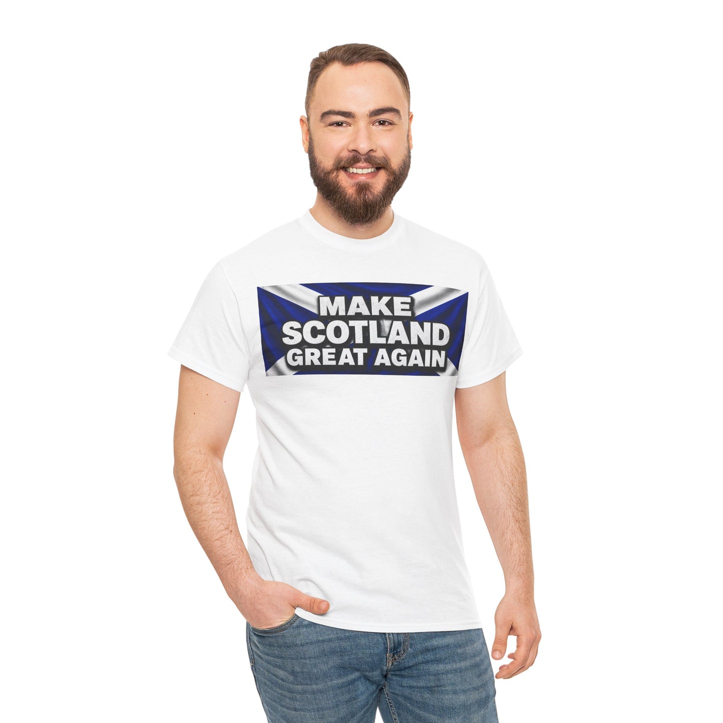 Make Scotland Great Again T‑Shirt — Scottish Flag Slogan Tee