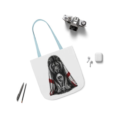 England Lion Guardian Canvas Tote — Protective Lion & Cub Illustration Tote Bag