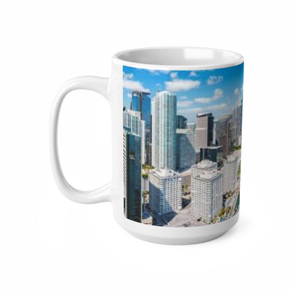 Miami Skyline Ceramic Coffee Mug — Aerial Cityscape 11oz & 15oz
