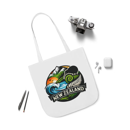New Zealand Scenic Tote Bag — Kiwi, Mountains & Waves Canvas Tote