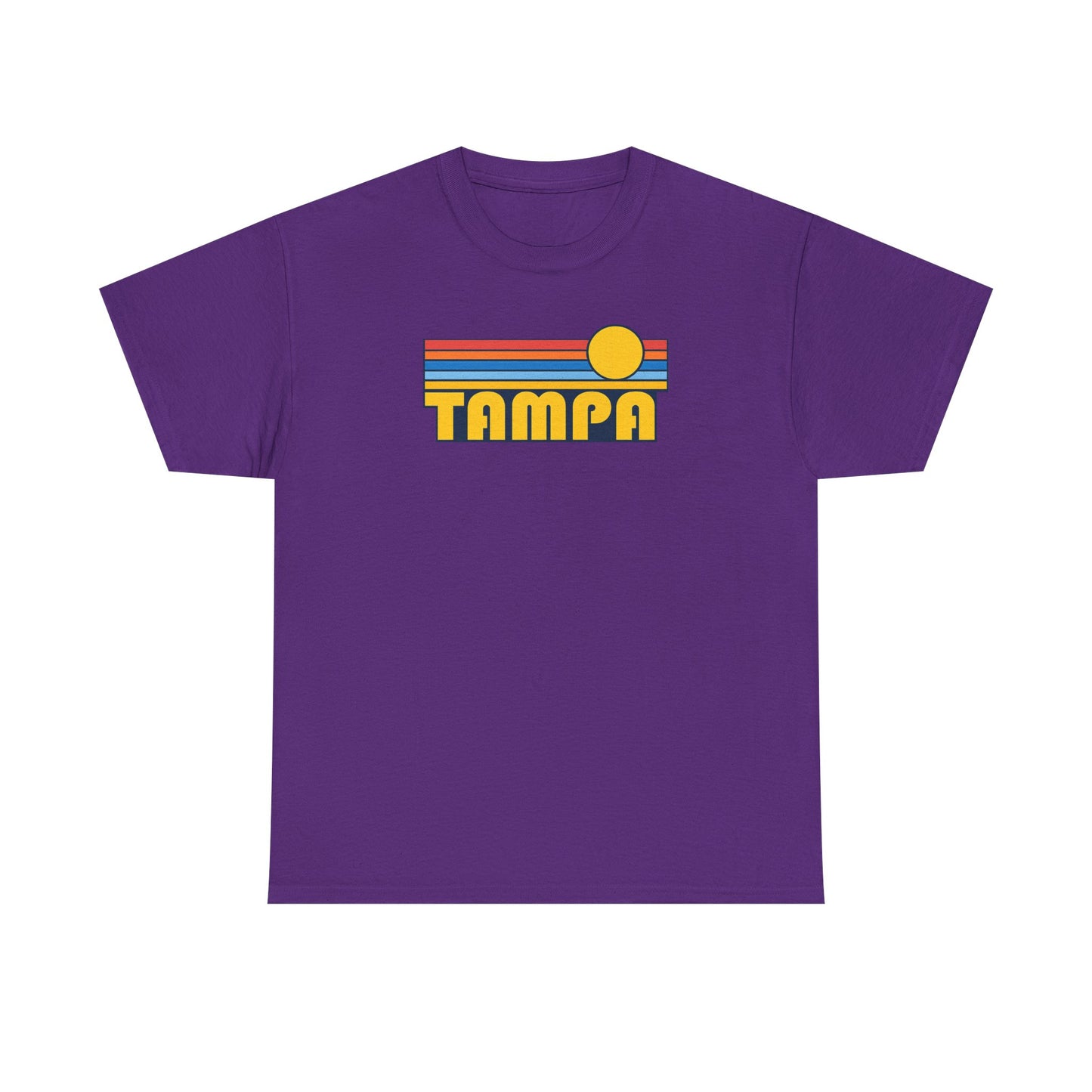 Tampa Retro Sunset T-Shirt — Vintage 70s Striped Beach Tee