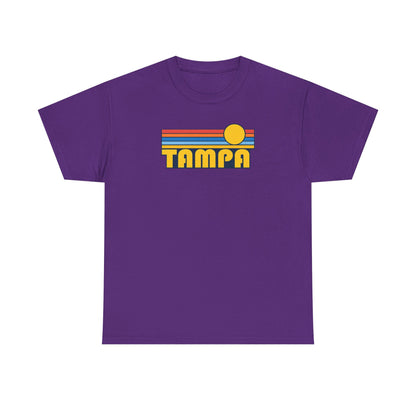 Tampa Retro Sunset T-Shirt — Vintage 70s Striped Beach Tee