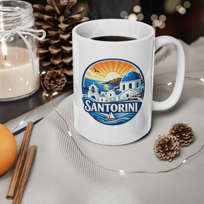 Santorini Ceramic Coffee Mug — Greece Travel Souvenir 11oz/15oz