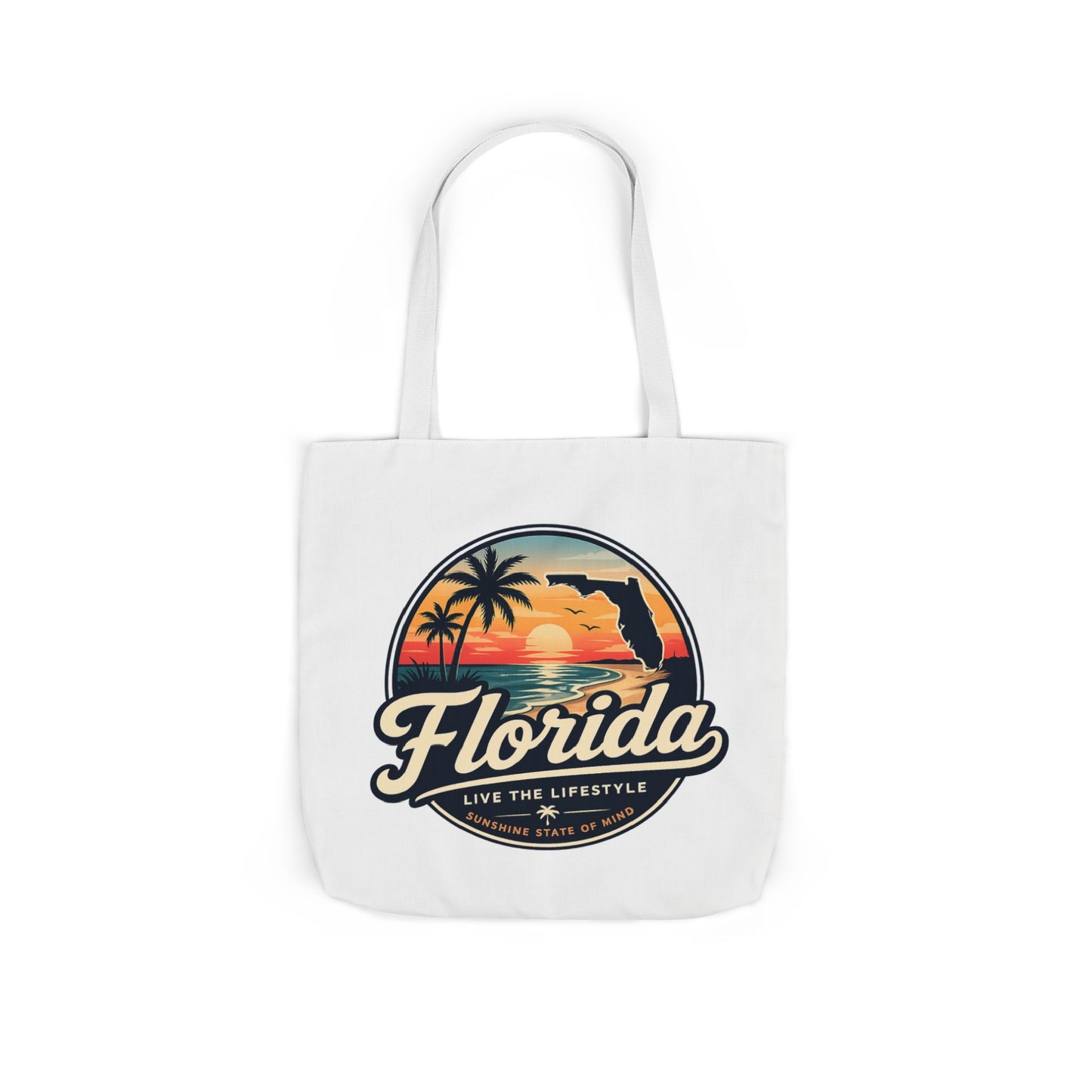 Florida Sunset Canvas Tote Bag — Retro Palm Beach Design