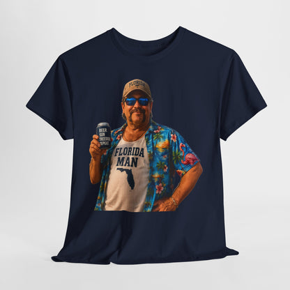Florida Man Graphic Tee — Funny Vacation Shirt with Hawaiian Shirt Design