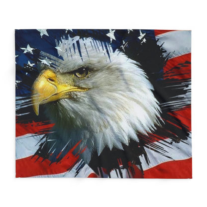 Patriotic Bald Eagle Fleece Blanket — American Flag Throw for 4th of July & Veterans
