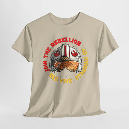 Rebel Pilot T-Shirt — "Join the Rebellion, Red Five" Vintage Helmet Design