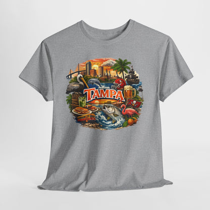 Tampa Florida Retro Scenic Tee — Vintage Beach, Skyline & Wildlife Graphic
