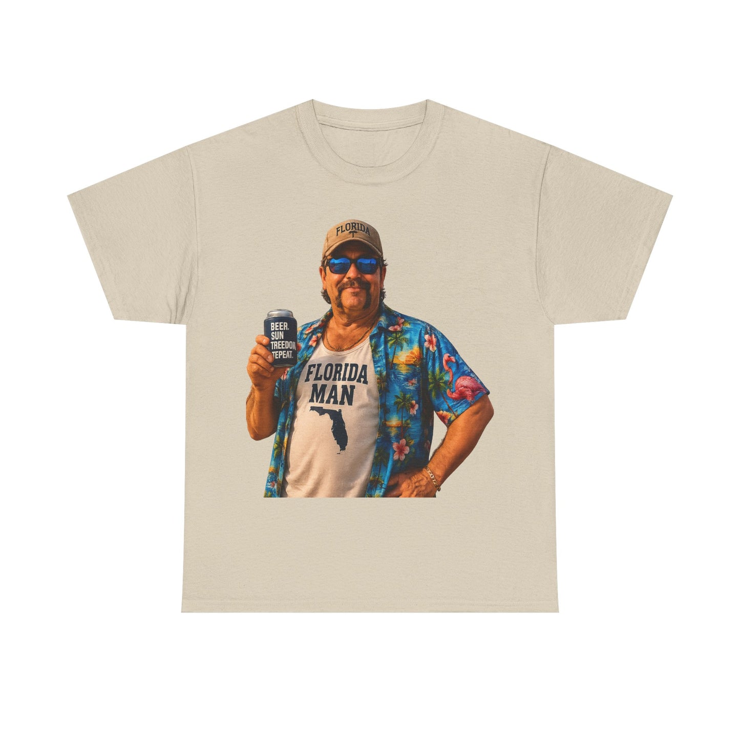 Florida Man Graphic Tee — Funny Vacation Shirt with Hawaiian Shirt Design