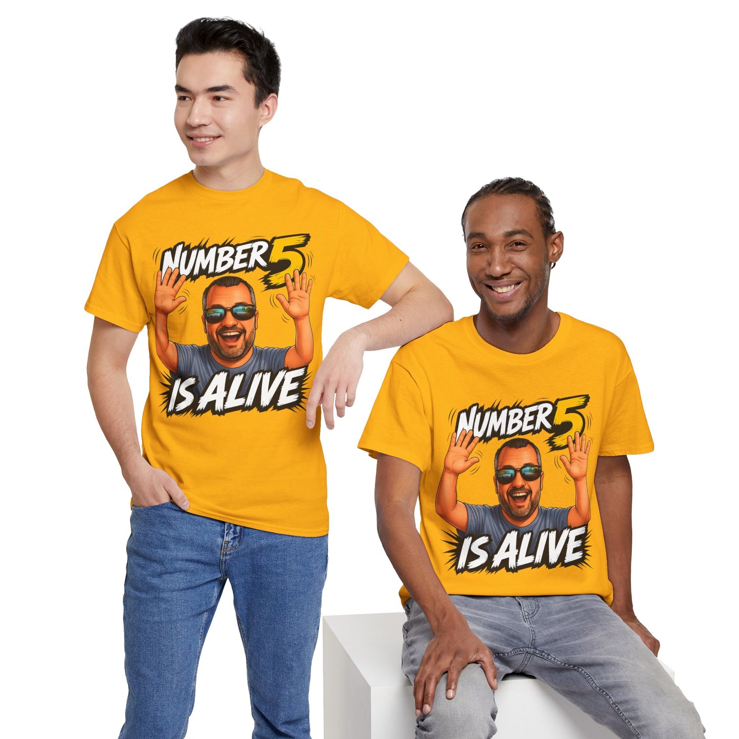 Number 5 Is Alive Graphic Tee — Funny Meme Face T‑Shirt