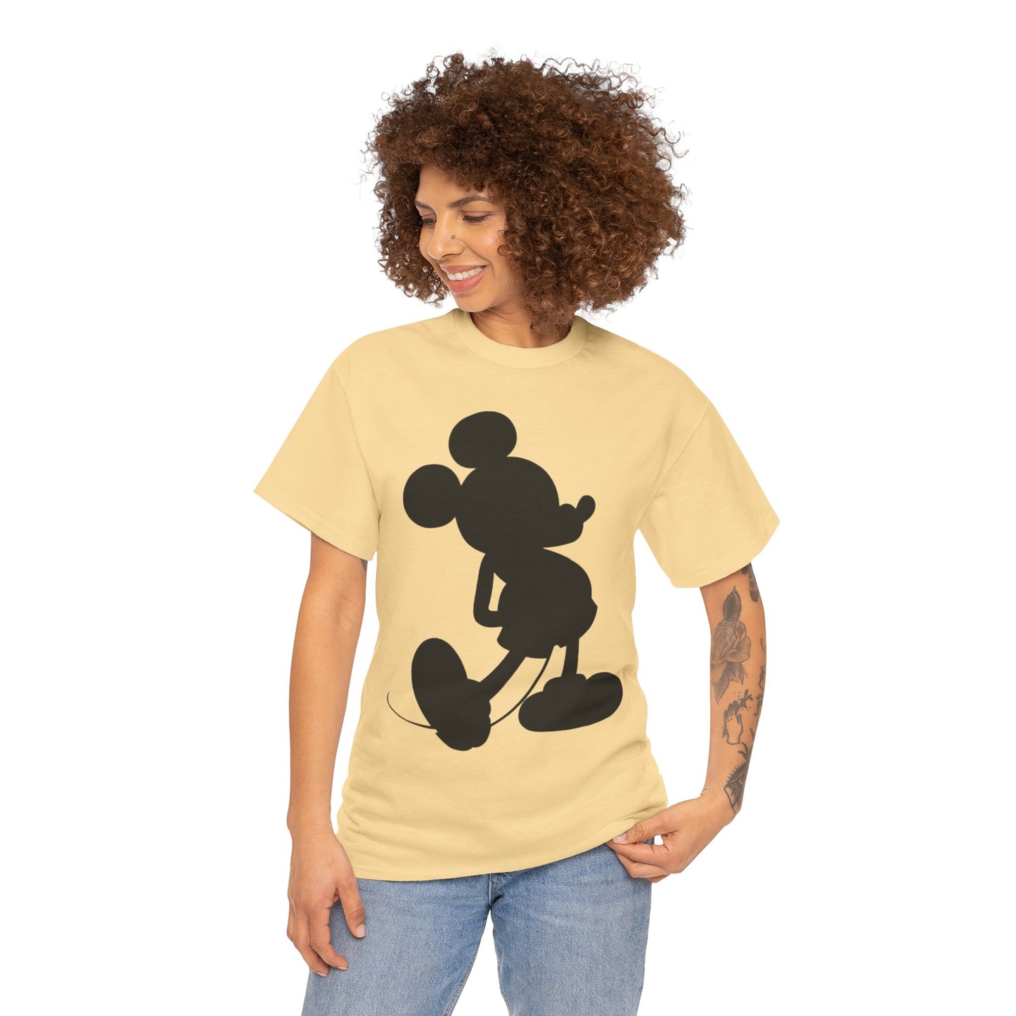 Mickey Mouse Silhouette Graphic Tee — Retro Cartoon Shadow T-Shirt