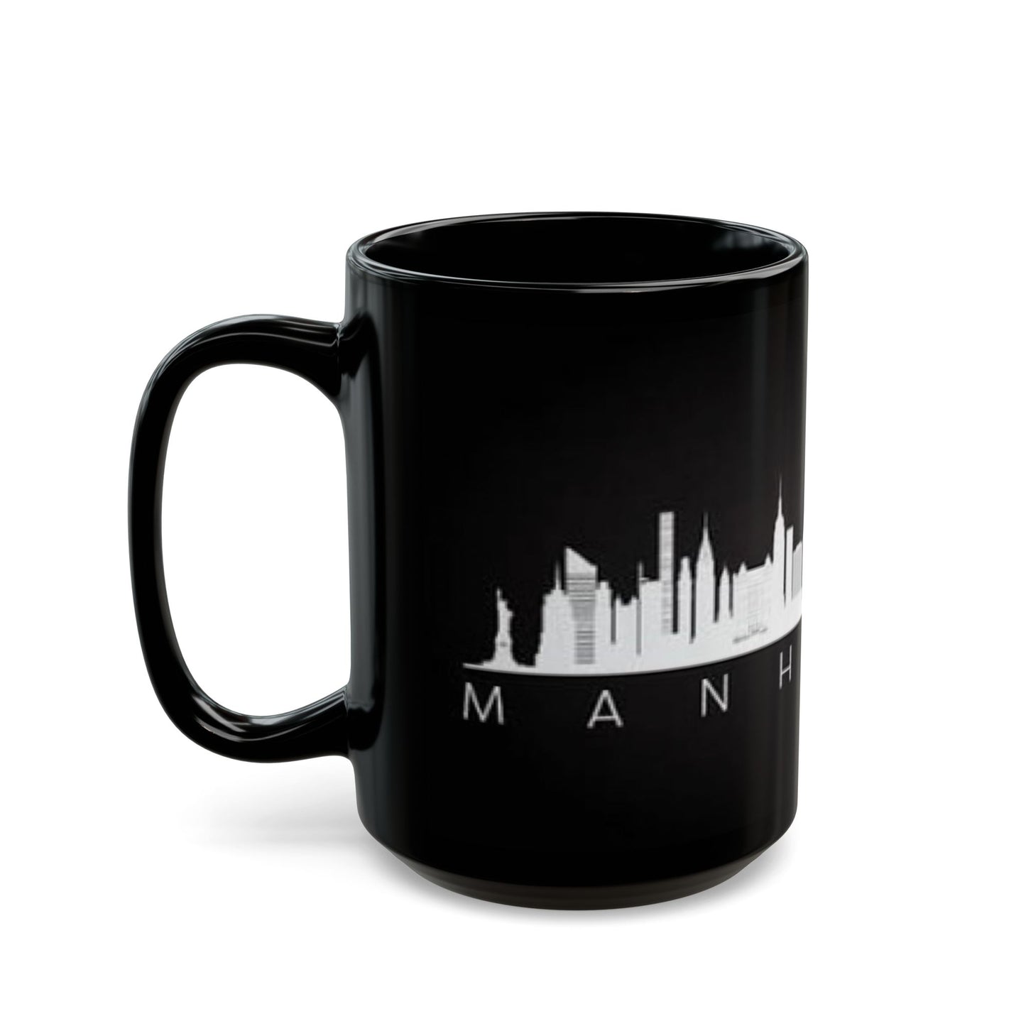 Manhattan Skyline Black Mug — Cityscape Coffee Cup (11oz & 15oz)