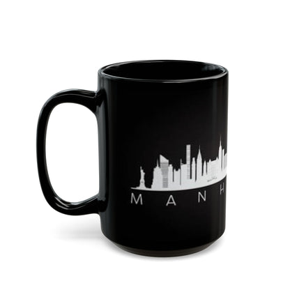 Manhattan Skyline Black Mug — Cityscape Coffee Cup (11oz & 15oz)