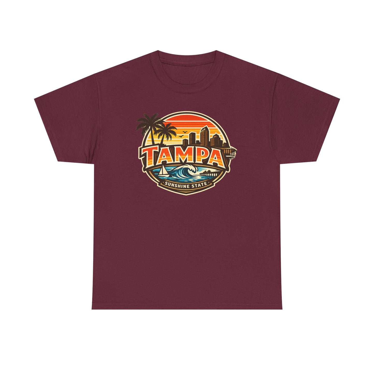 Tampa Retro Sunset T-Shirt – Vintage Palm Beach Skyline Tee