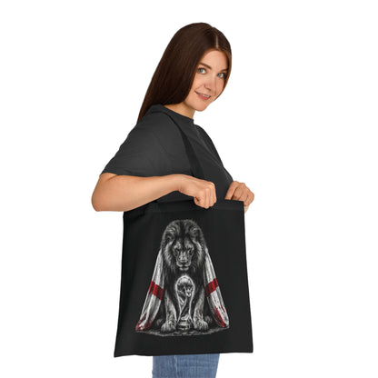 England Lion Tote Bag – Protective Lion Illustration Cotton Tote