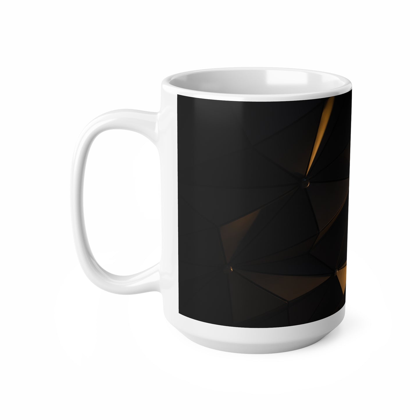 Epcot Geometric Black & Gold Ceramic Mug — Modern Faceted Coffee Cup (11oz/15oz)