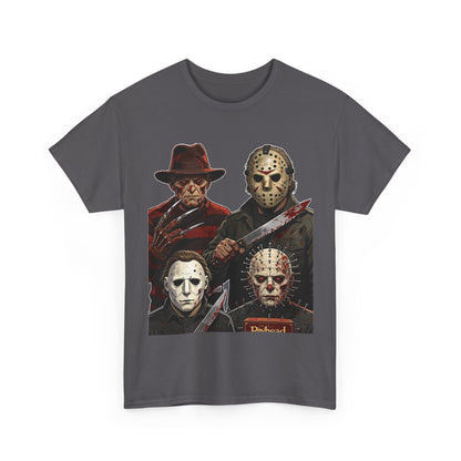 Horror Icons T-Shirt — Freddy, Jason, Michael & Pinhead Slasher Collage