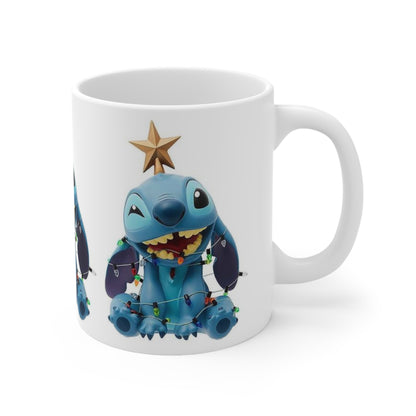 Stitch Holiday Mug — Cute Stitch with Tree Topper Christmas Coffee Cup (11oz & 15oz)