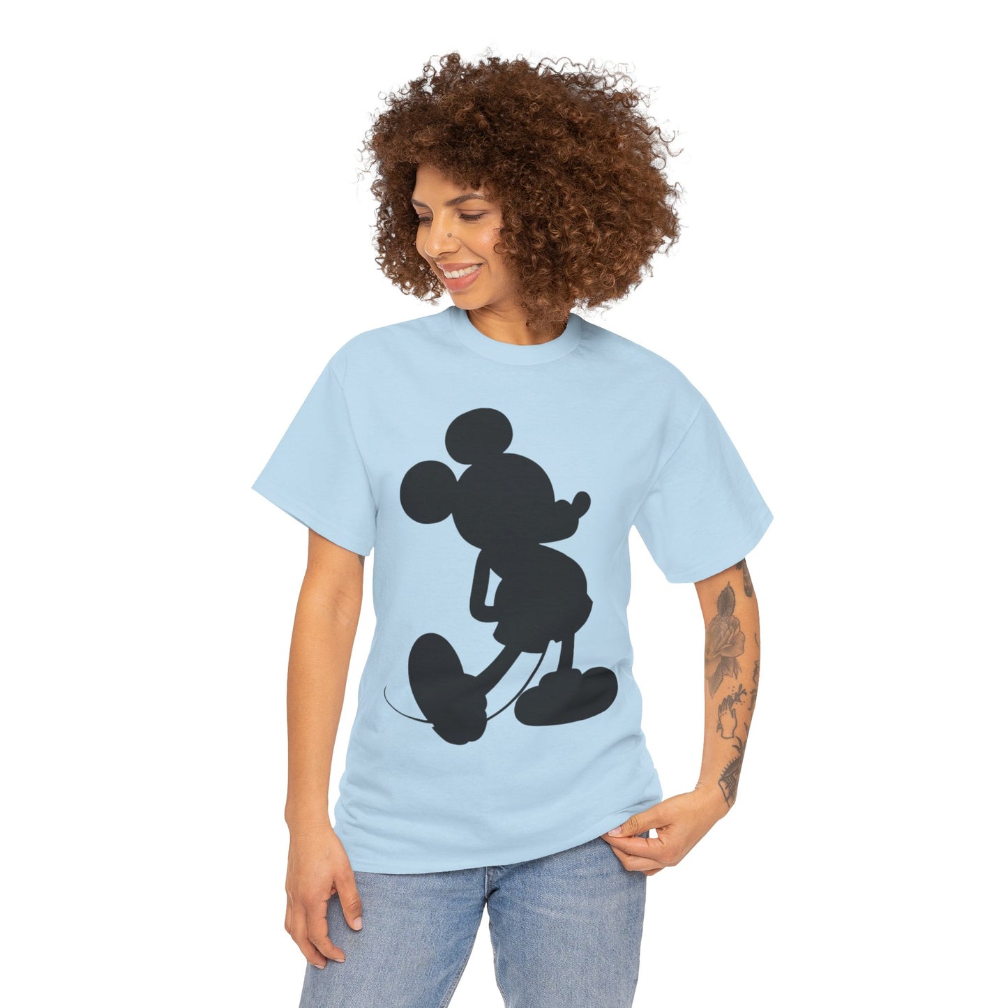 Mickey Mouse Silhouette Graphic Tee — Retro Cartoon Shadow T-Shirt
