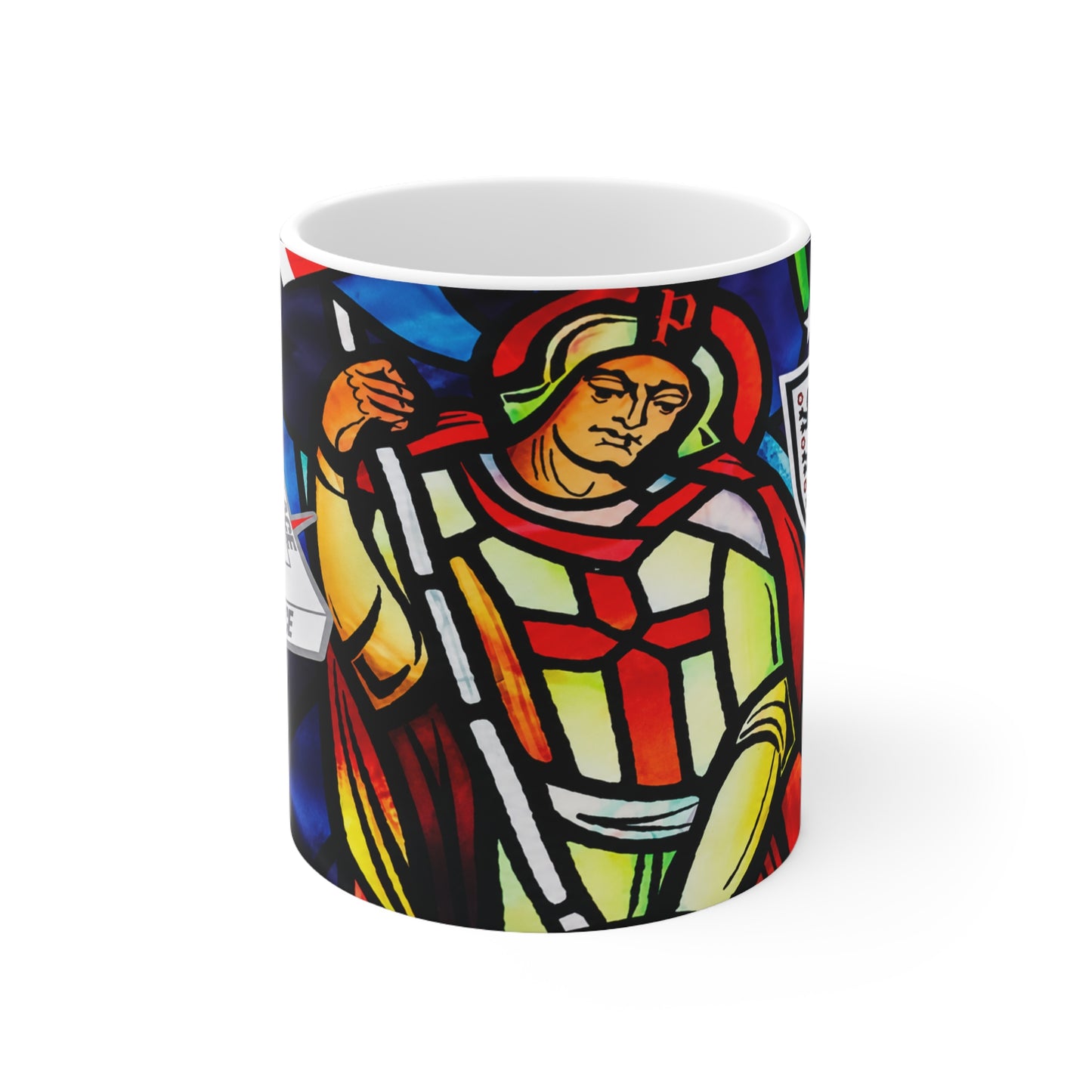 England St George Stained Glass Saint Ceramic Coffee Mug — 11oz & 15oz