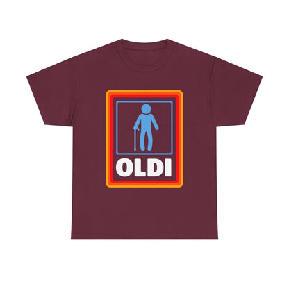 Oldi Retro Logo Tee — Funny Elderly Humour T-Shirt