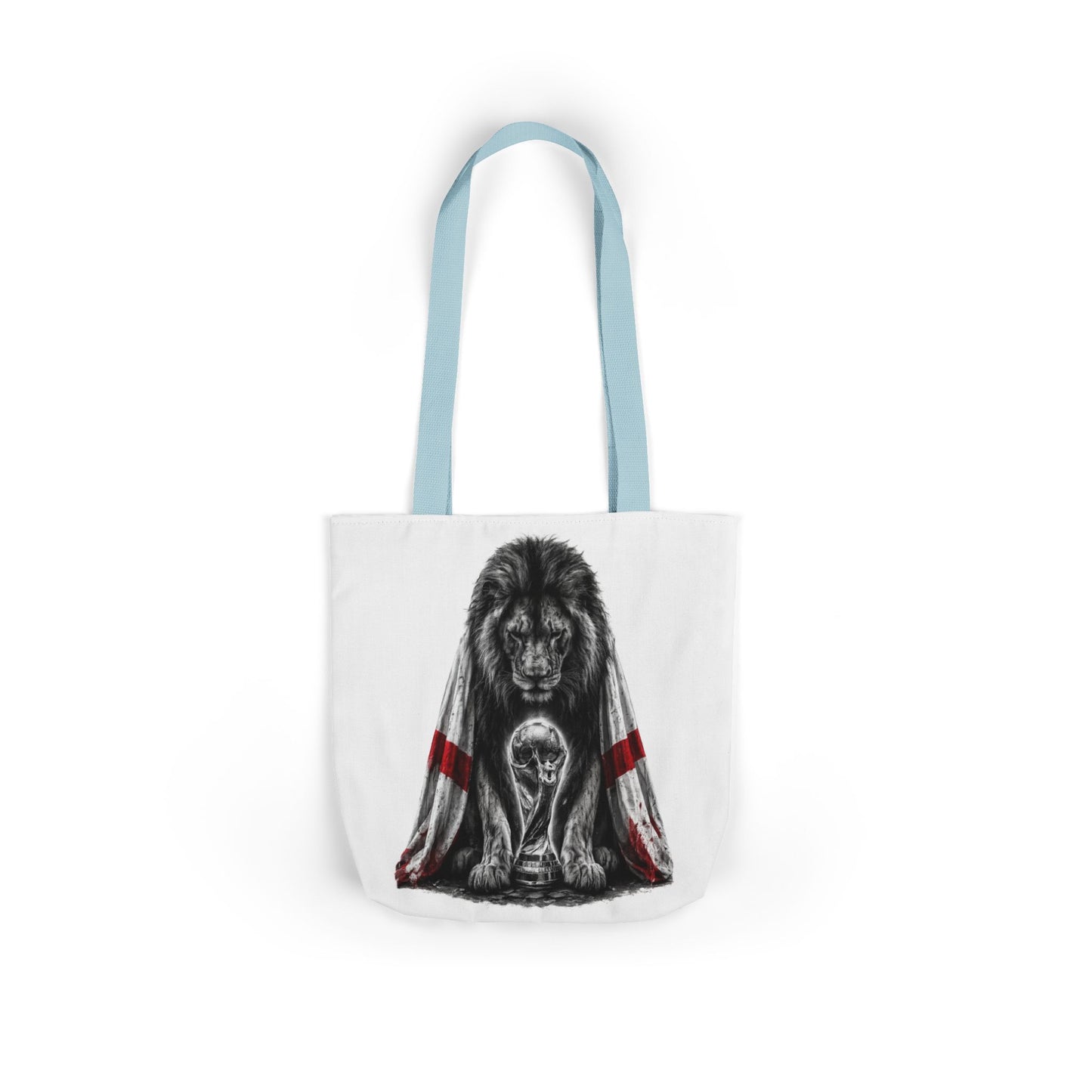 England Lion Guardian Canvas Tote — Protective Lion & Cub Illustration Tote Bag
