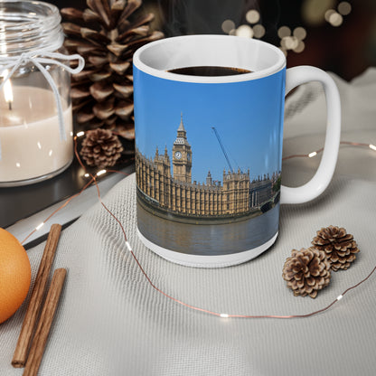 London Houses of Parliament Photo Mug — Big Ben & Thames Scenic Ceramic Coffee Cup (11oz/15oz)