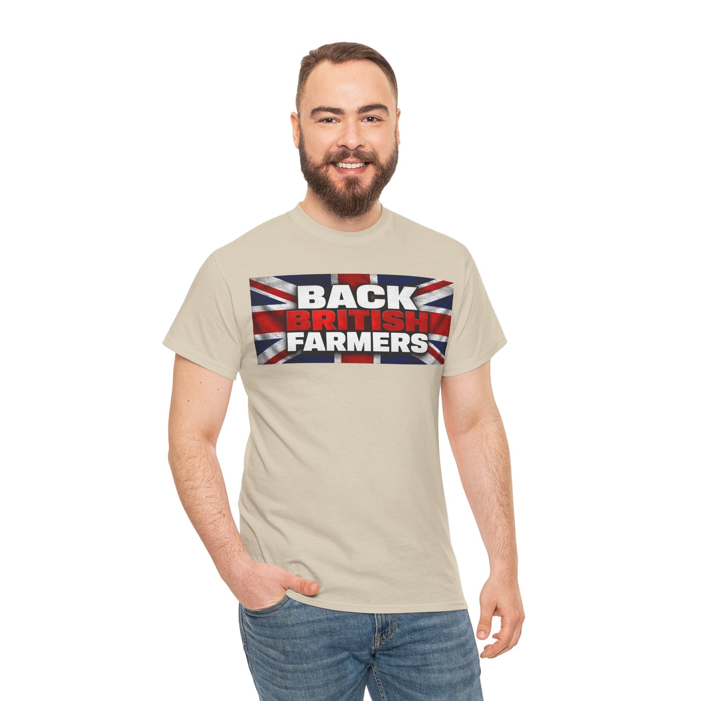 Back British Farmers T-Shirt — Union Jack Support Tee for UK Farmers