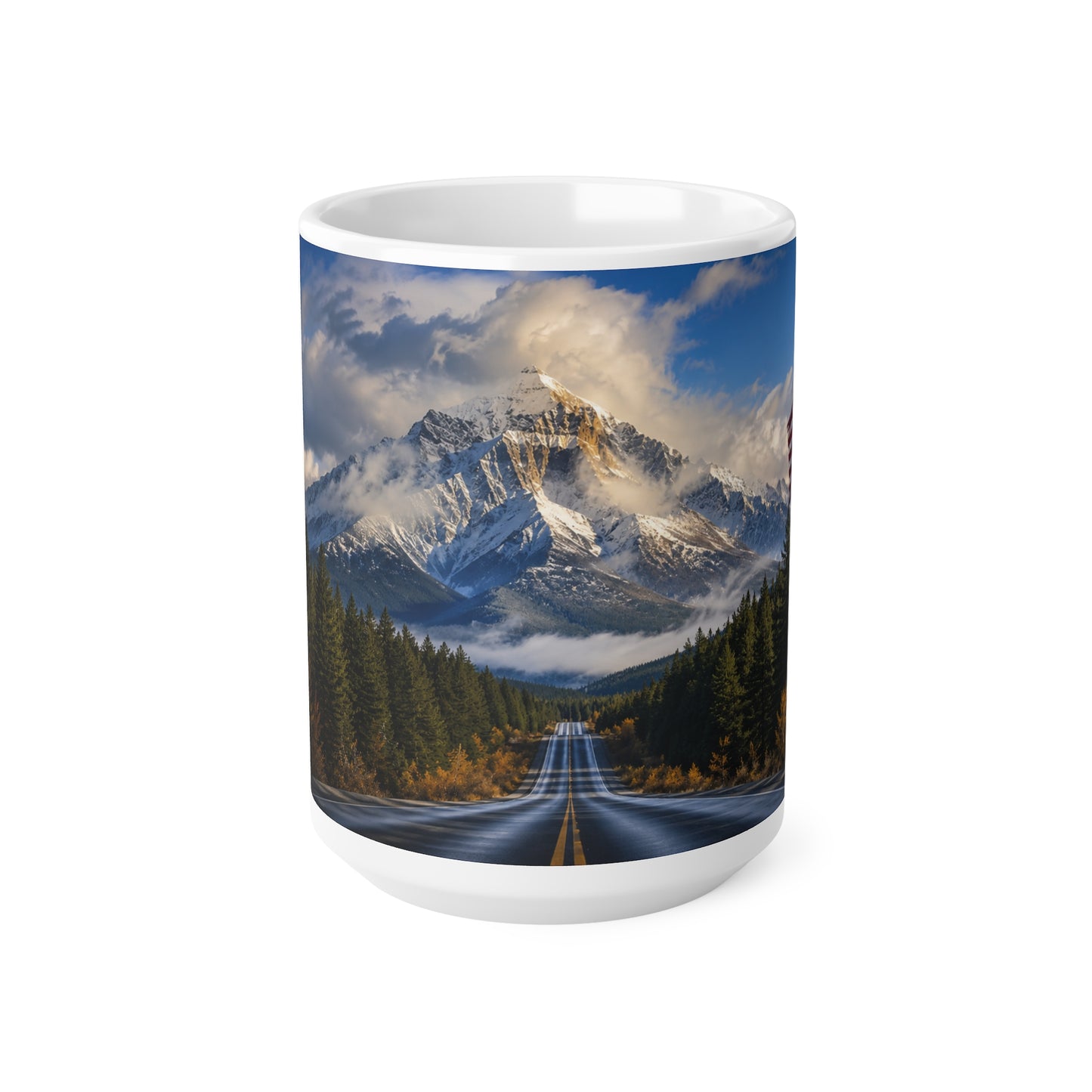 Scenic US Mountain Road Ceramic Coffee Mug — 11oz & 15oz