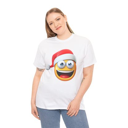Christmas Emoji T-Shirt — Santa Hat Smiley Holiday Tee