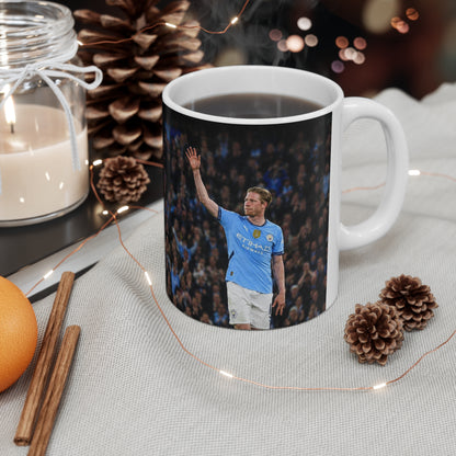 Kevin De Bruyne Farewell Manchester City Ceramic Coffee Mug — Energetic Stadium Photo, 11oz & 15oz