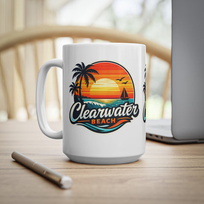 Clearwater Beach Ceramic Coffee Cups, 11oz, 15oz